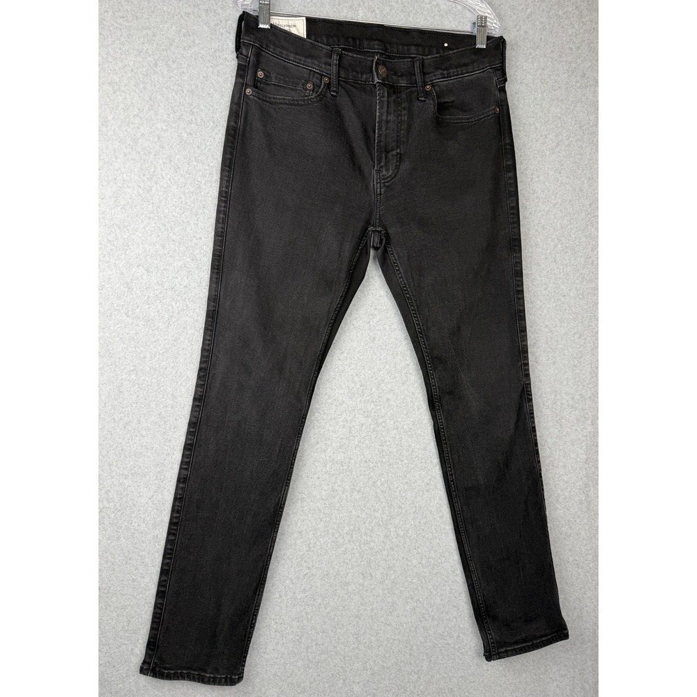 Abercrombie Fitch Men Dark Wash Button Fly Straight Leg Jeans W33 L32